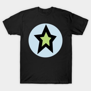 Green Star Light Blue Circle Graphic T-Shirt